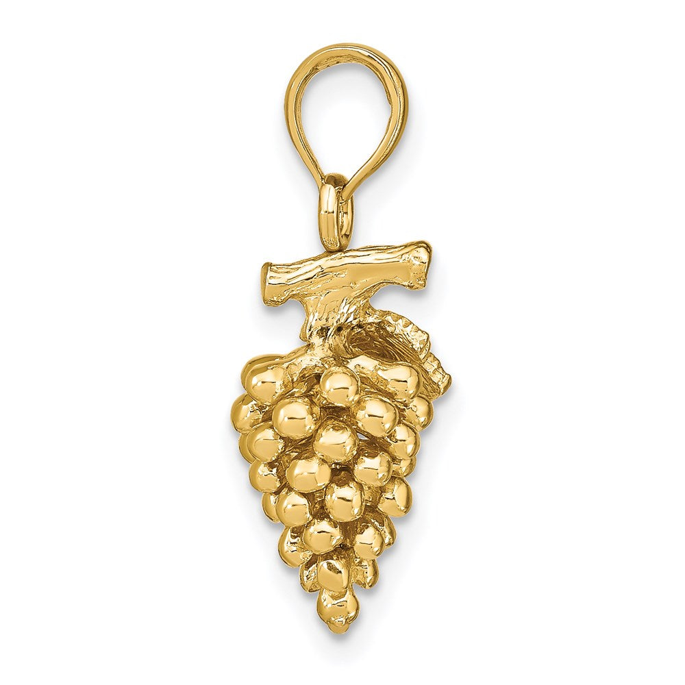 14k Yellow Gold 3-D Grapes W/ Stem and Leaf Charm