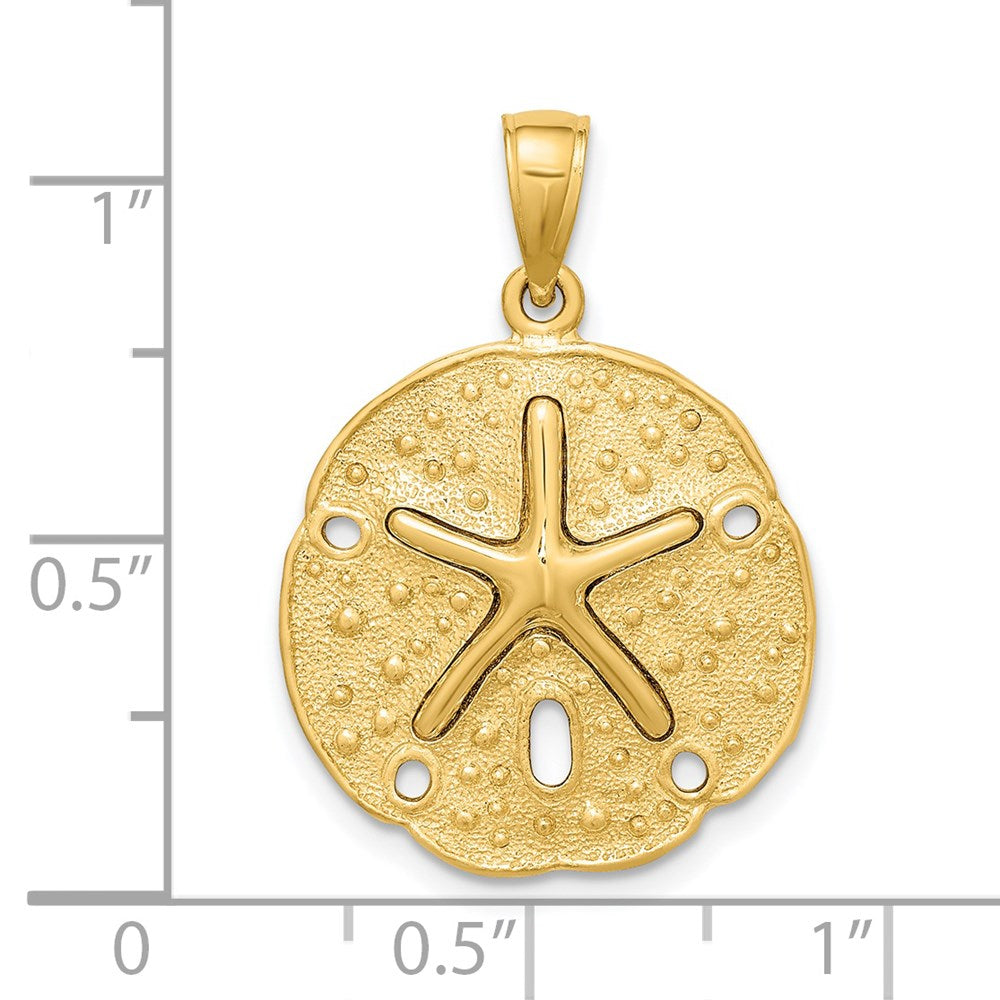 14k Yellow Gold Starfish on Sand Dollar Charm