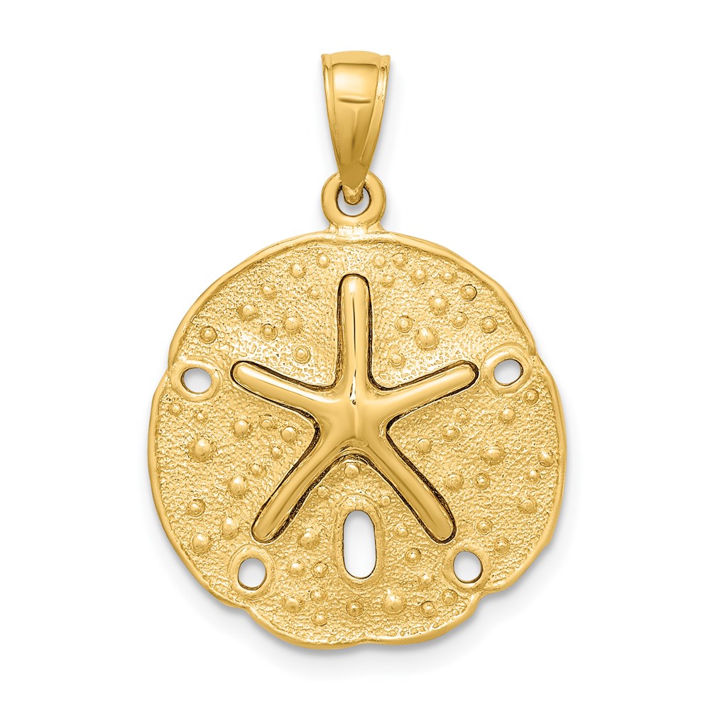 14k Yellow Gold Starfish on Sand Dollar Charm