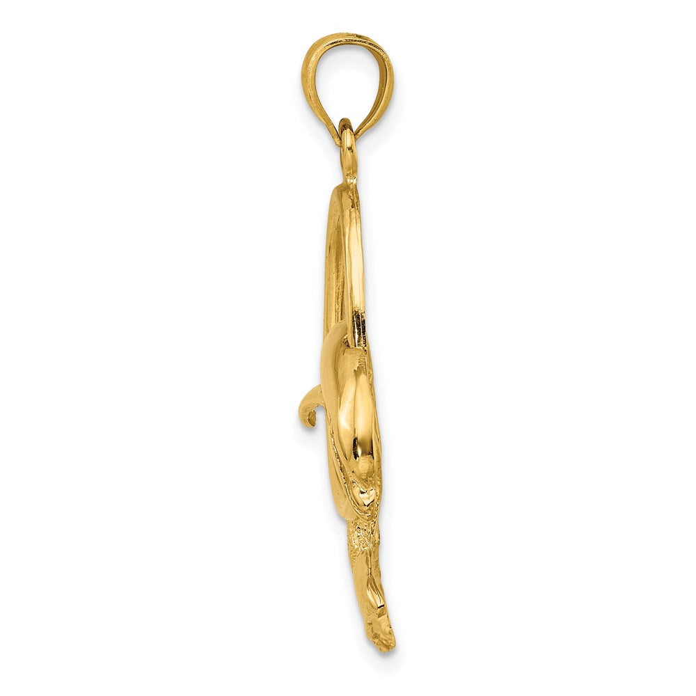 14k Yellow Gold Dolphin Jumping Through Hoop Charm