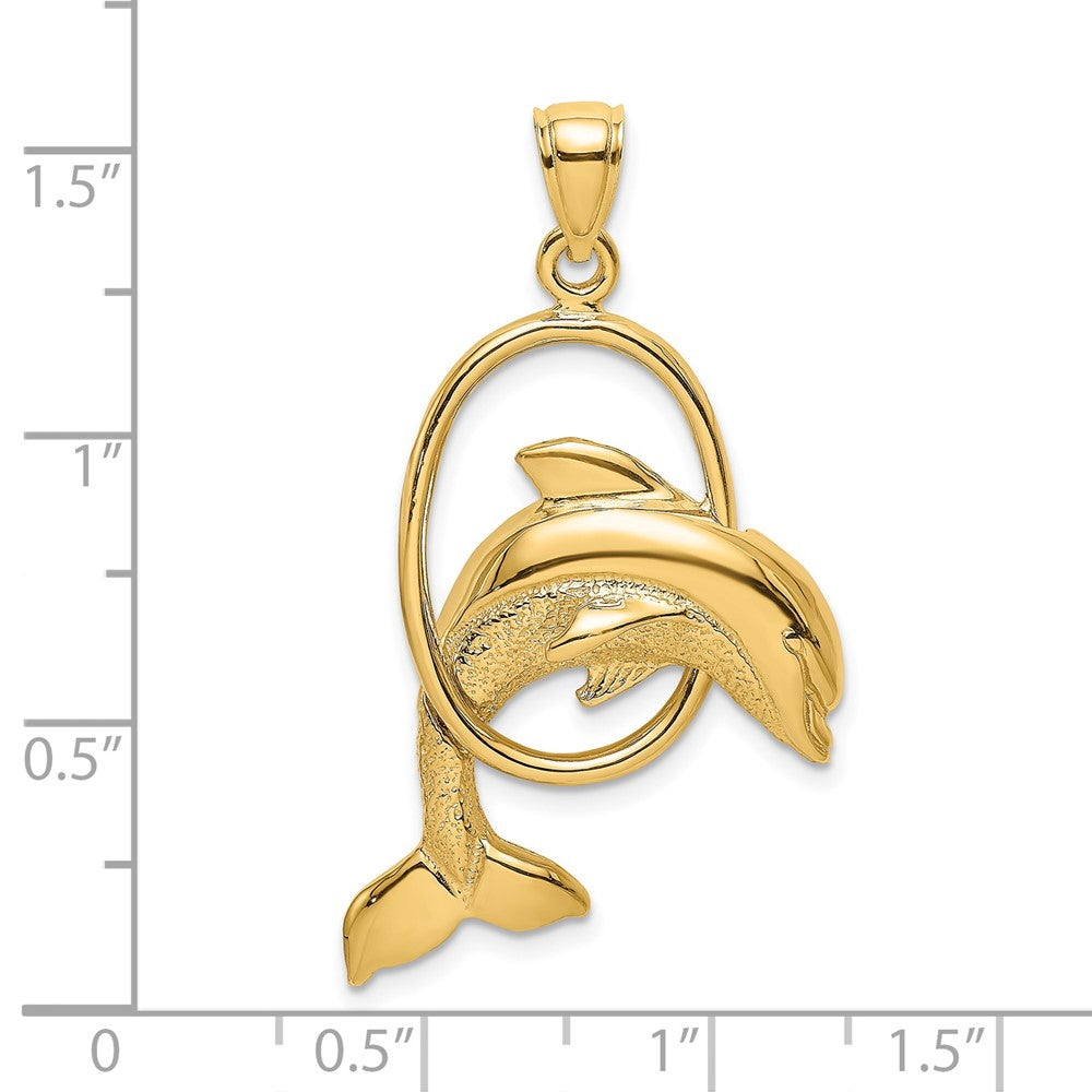 14k Yellow Gold Dolphin Jumping Through Hoop Charm