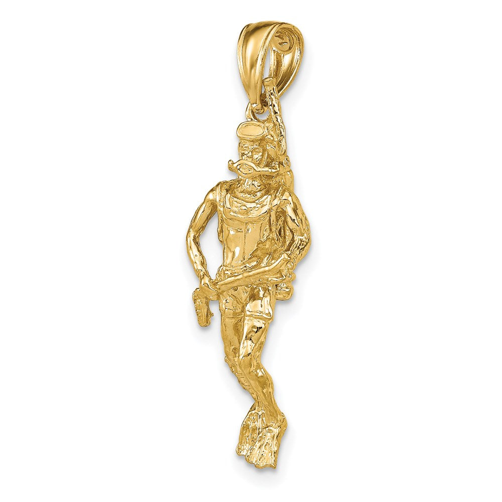 14k Yellow Gold 3-D Scuba Diver Charm