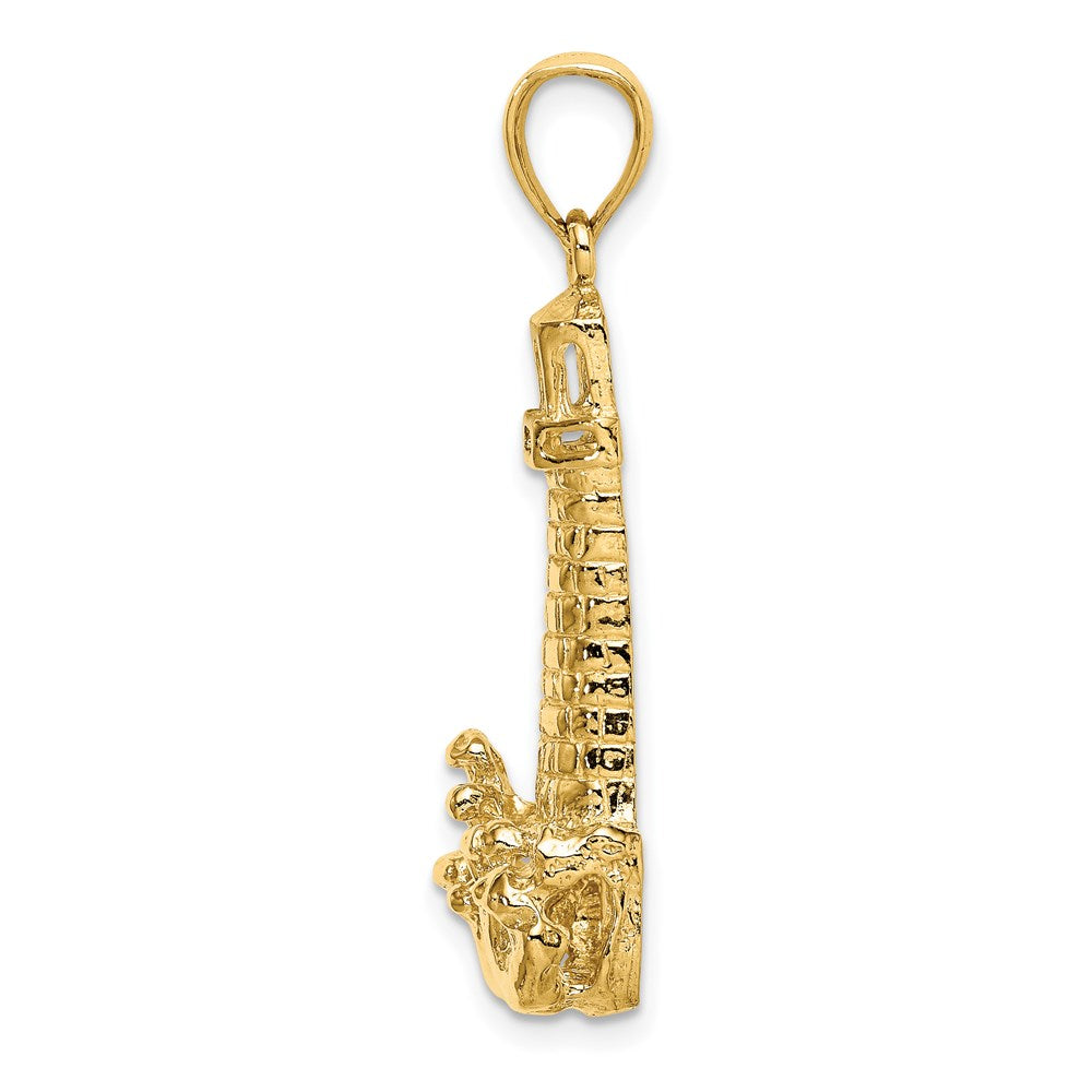 14k Yellow Gold Lighthouse W/ Wave Charm