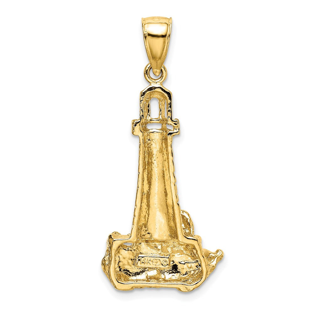 14k Yellow Gold Lighthouse W/ Wave Charm