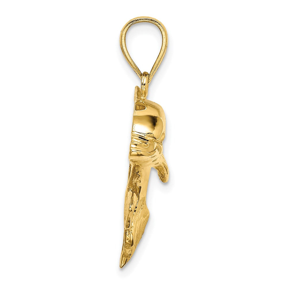 14k Yellow Gold 2-D Polished Engraved Dolphin Charm