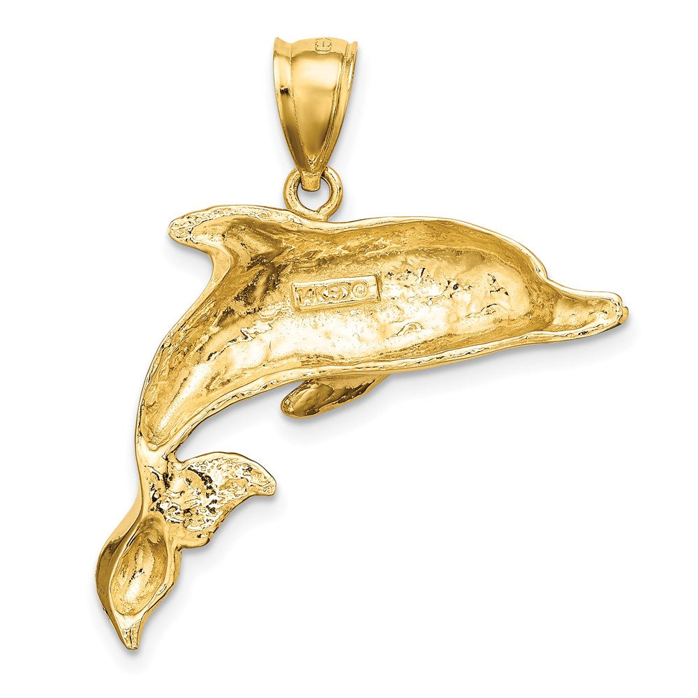 14k Yellow Gold 2-D Polished Engraved Dolphin Charm