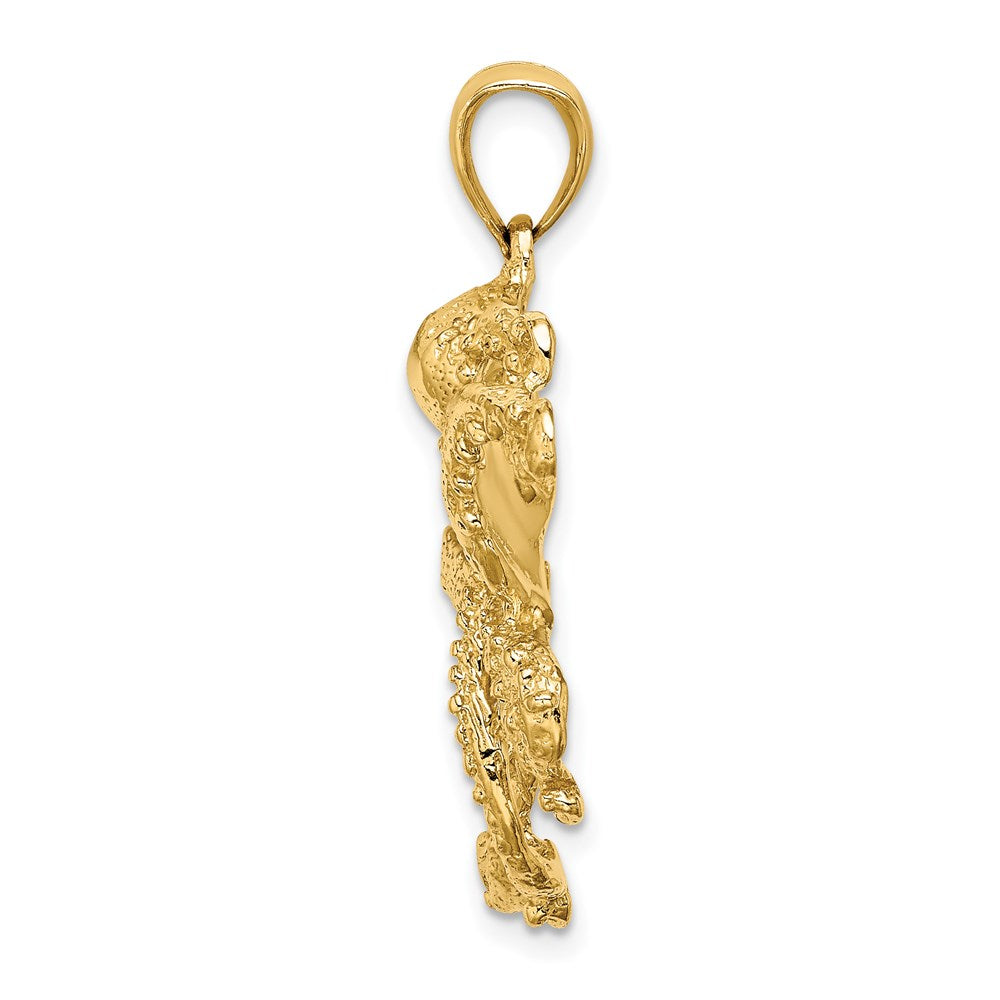 14k Yellow Gold Textured Octopus Charm