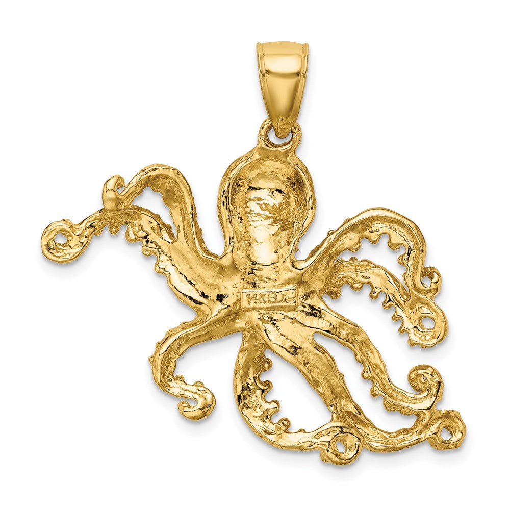 14k Yellow Gold Textured Octopus Charm