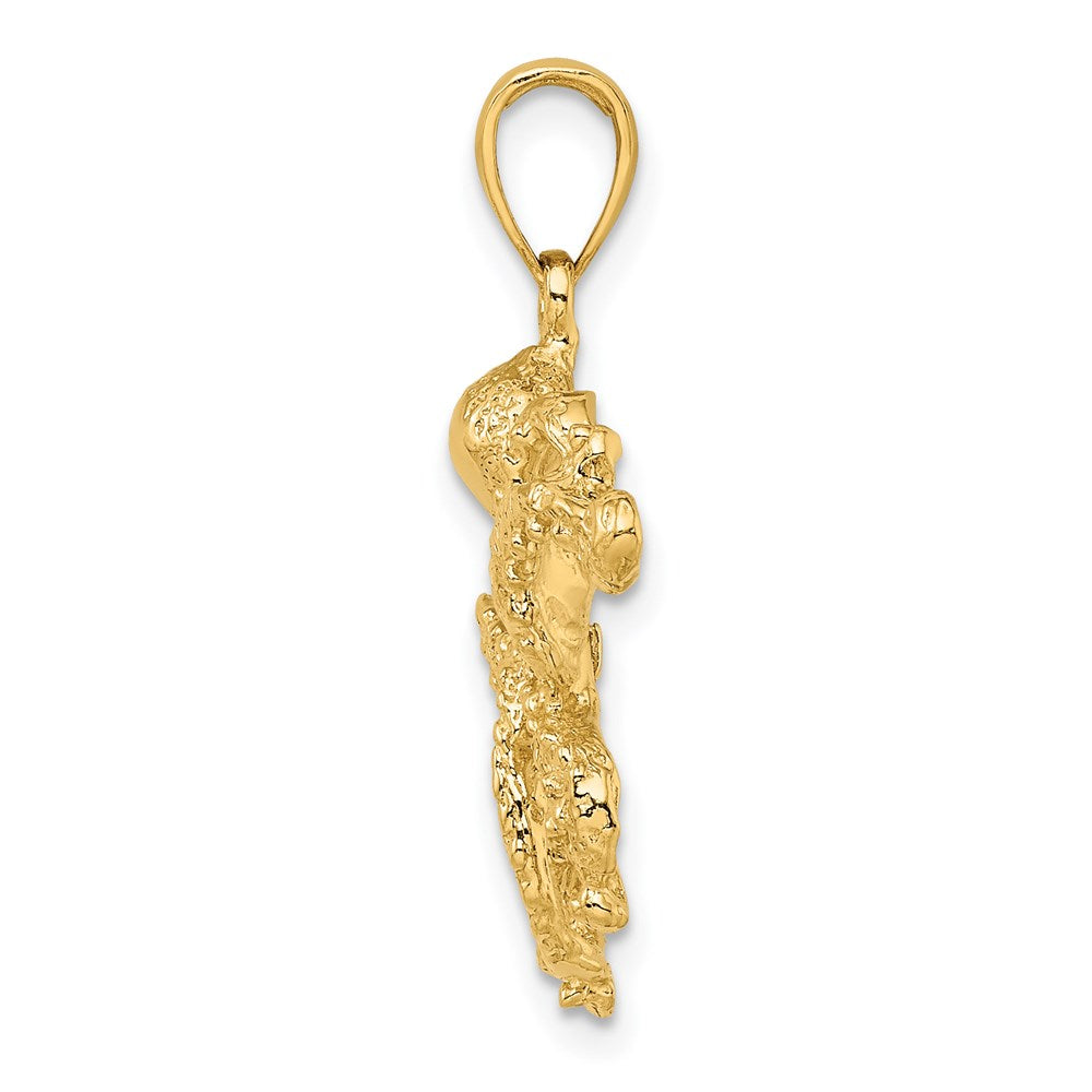 14k Yellow Gold Textured Octopus Charm