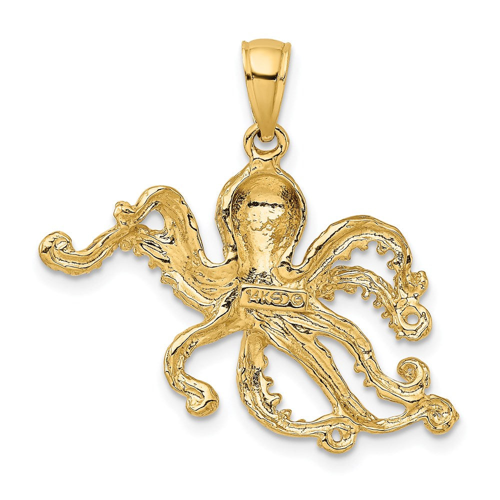 14k Yellow Gold Textured Octopus Charm