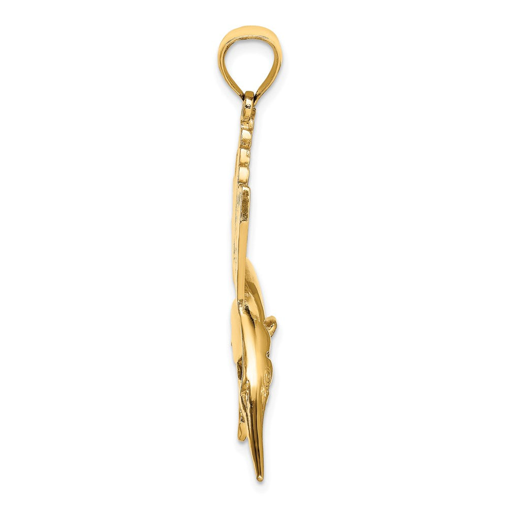 14k Yellow Gold Polished Sailfish Charm