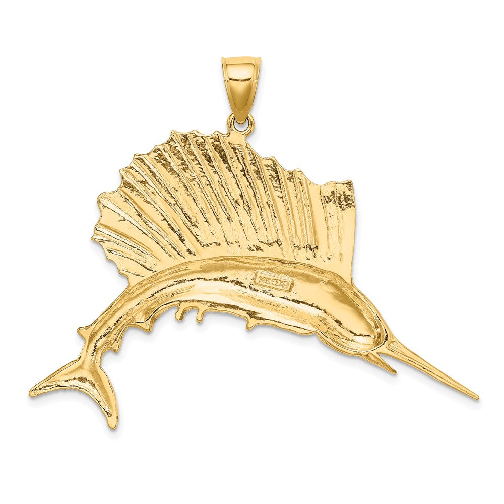 14k Yellow Gold Polished Sailfish Charm