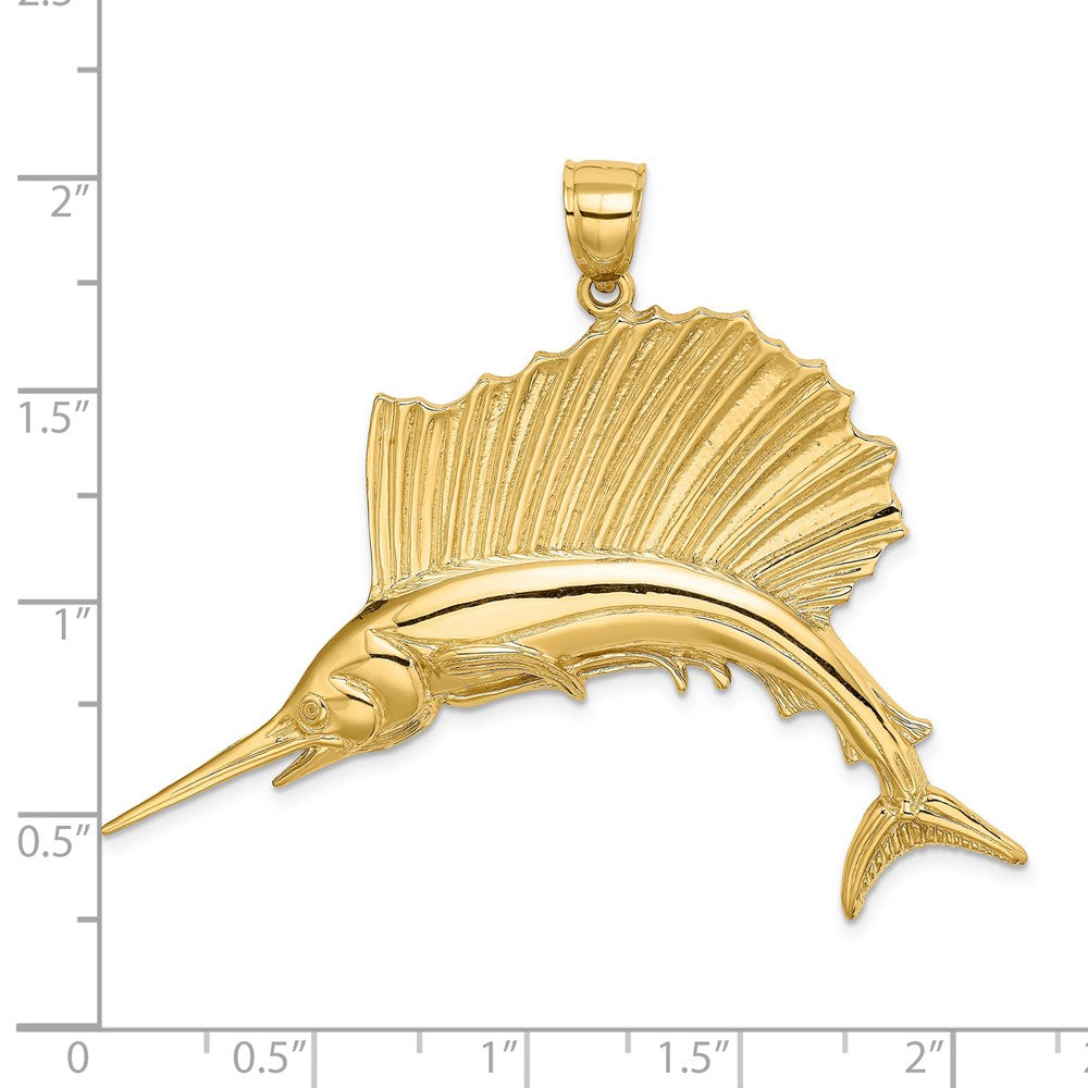 14k Yellow Gold Polished Sailfish Charm