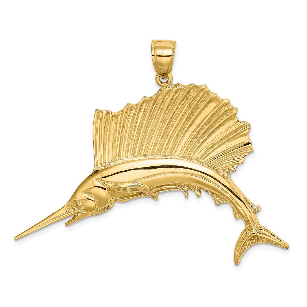 14k Yellow Gold Polished Sailfish Charm