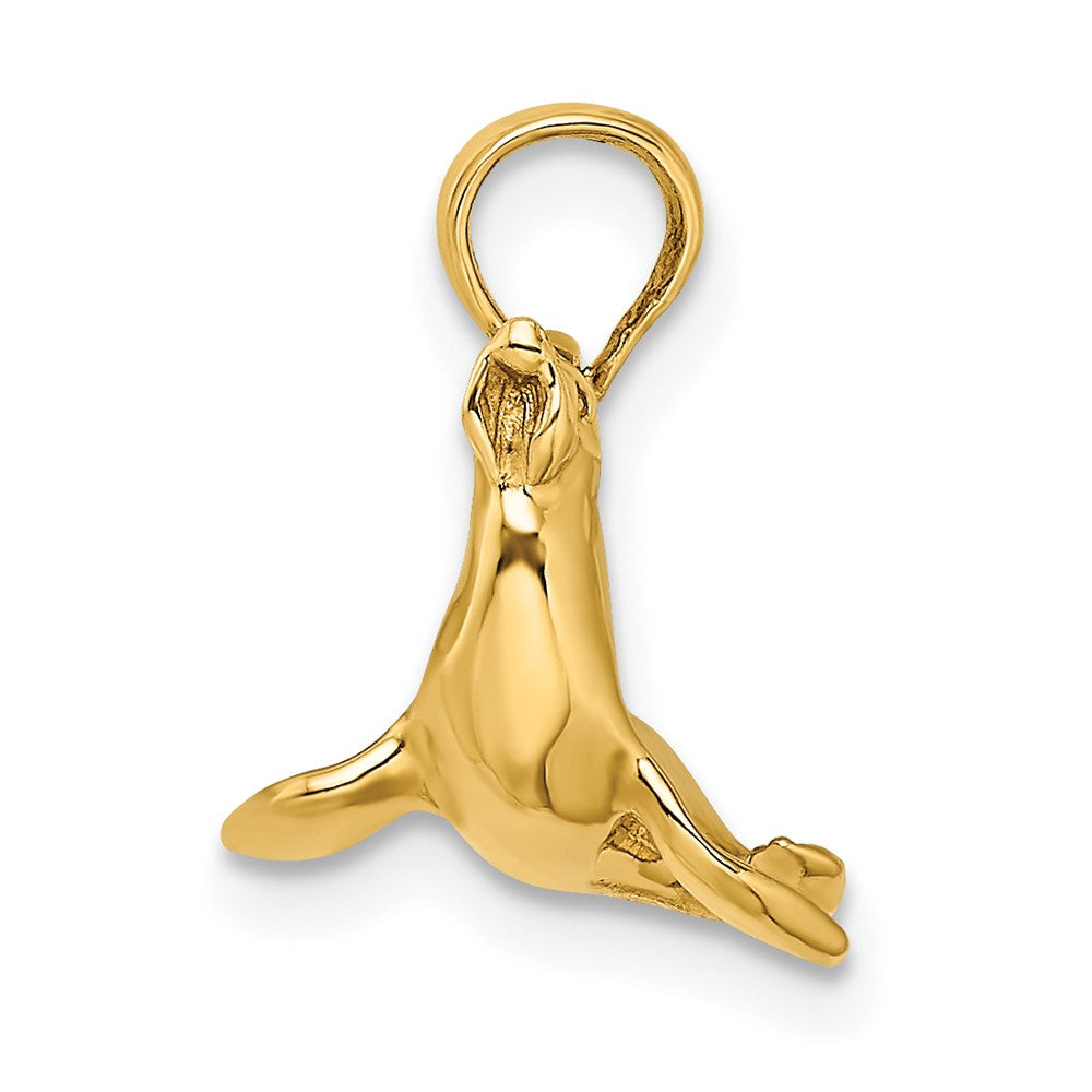 14k Yellow Gold 3-D Polished Seal Charm