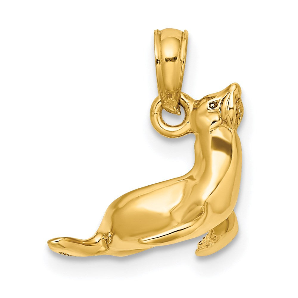 14k Yellow Gold 3-D Polished Seal Charm