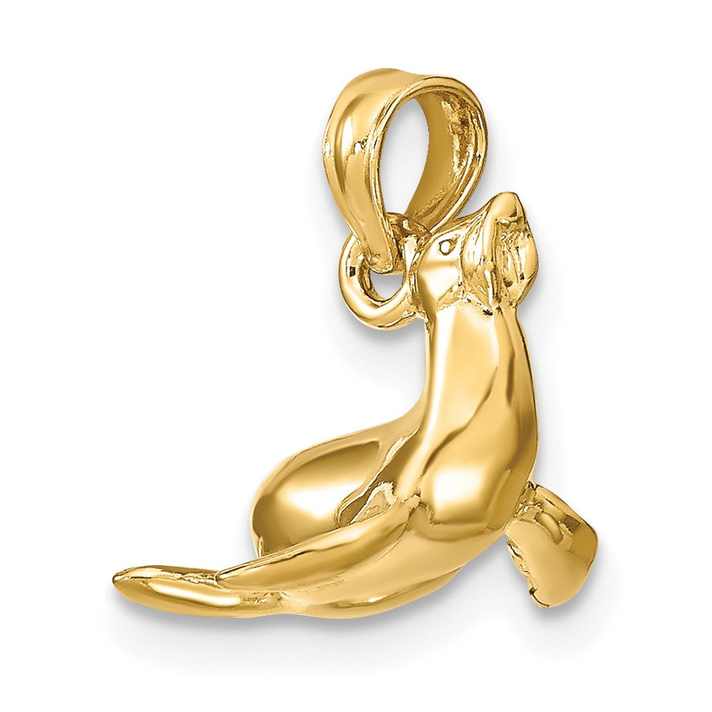 14k Yellow Gold 3-D Polished Seal Charm