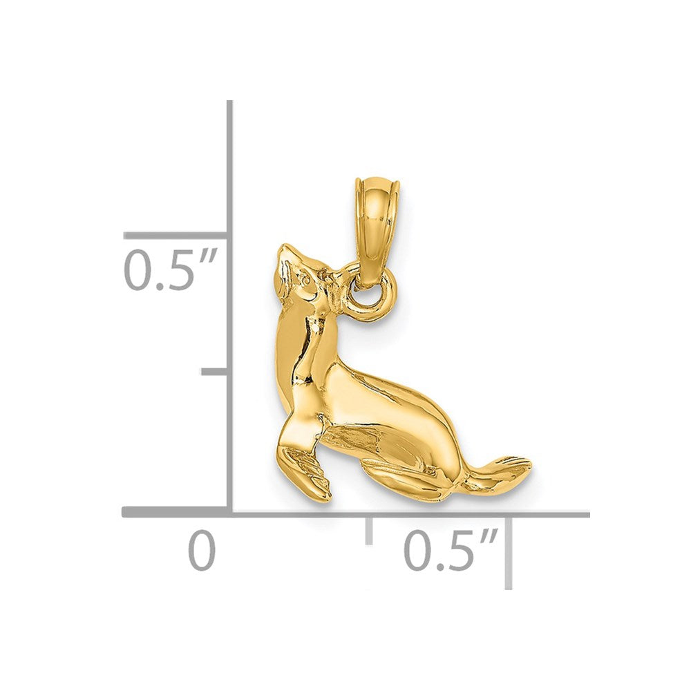 14k Yellow Gold 3-D Polished Seal Charm