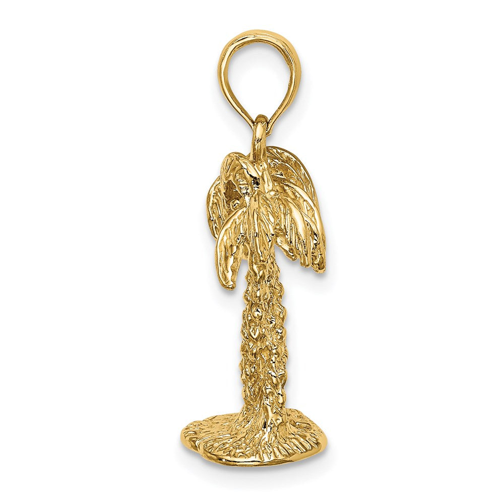 14k Yellow Gold 3-D Textured Entwined Palm Trees Charm