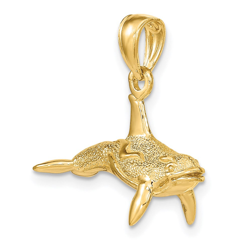 14k Yellow Gold 3-D Textured Killer Whale Charm