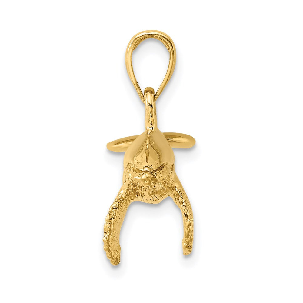 14k Yellow Gold 3-D w/ Textured Underside Humpback Whale Charm