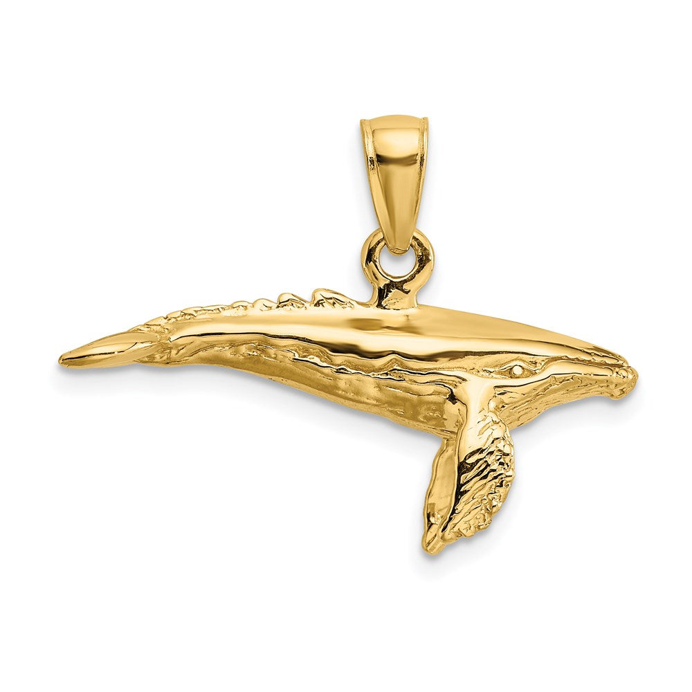 14k Yellow Gold 3-D w/ Textured Underside Humpback Whale Charm