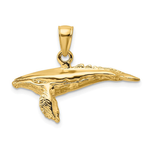 14k Yellow Gold 3-D w/ Textured Underside Humpback Whale Charm