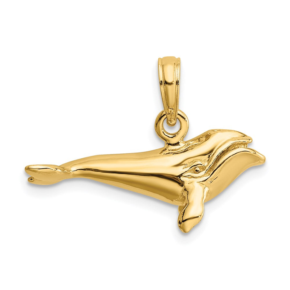 14k Yellow Gold 3-D Polished Bowhead Whale Charm