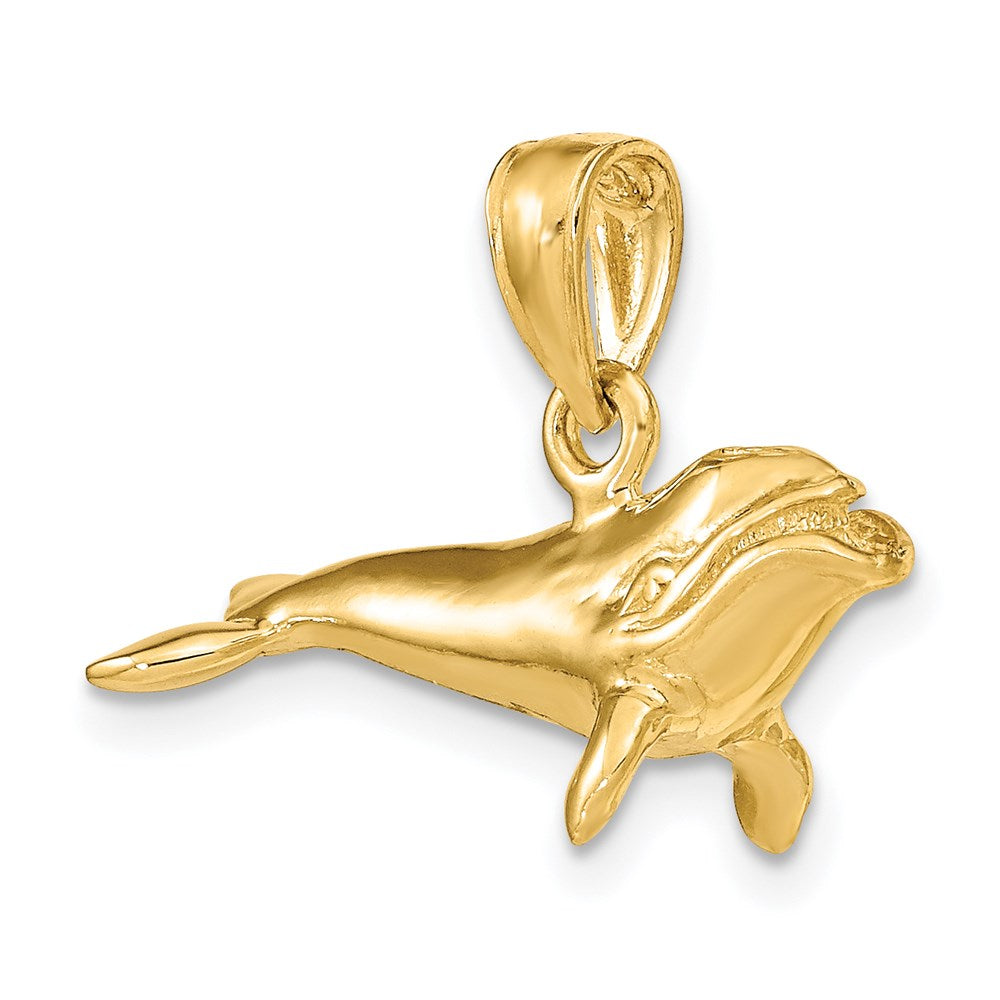 14k Yellow Gold 3-D Polished Bowhead Whale Charm