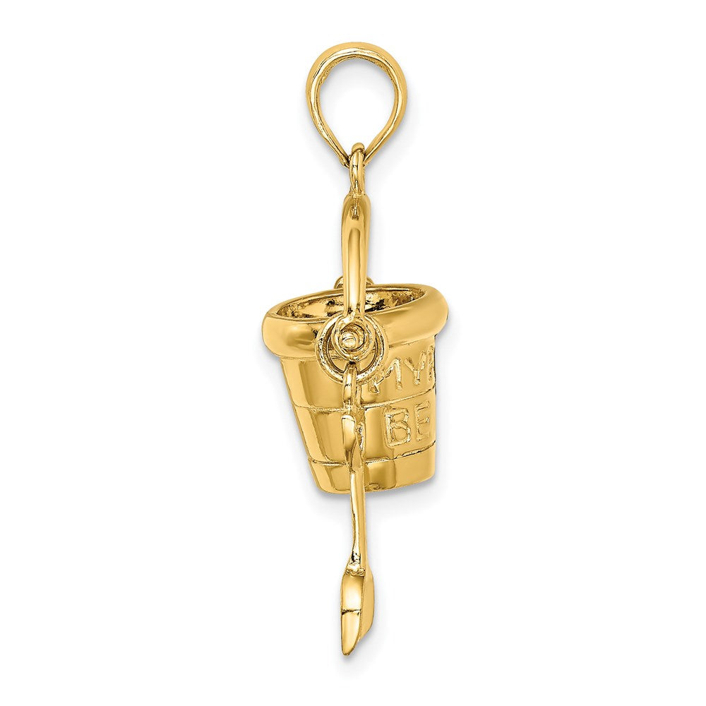 14k Yellow Gold 3D MYRTLE BEACH Bucket and Shovel Charm