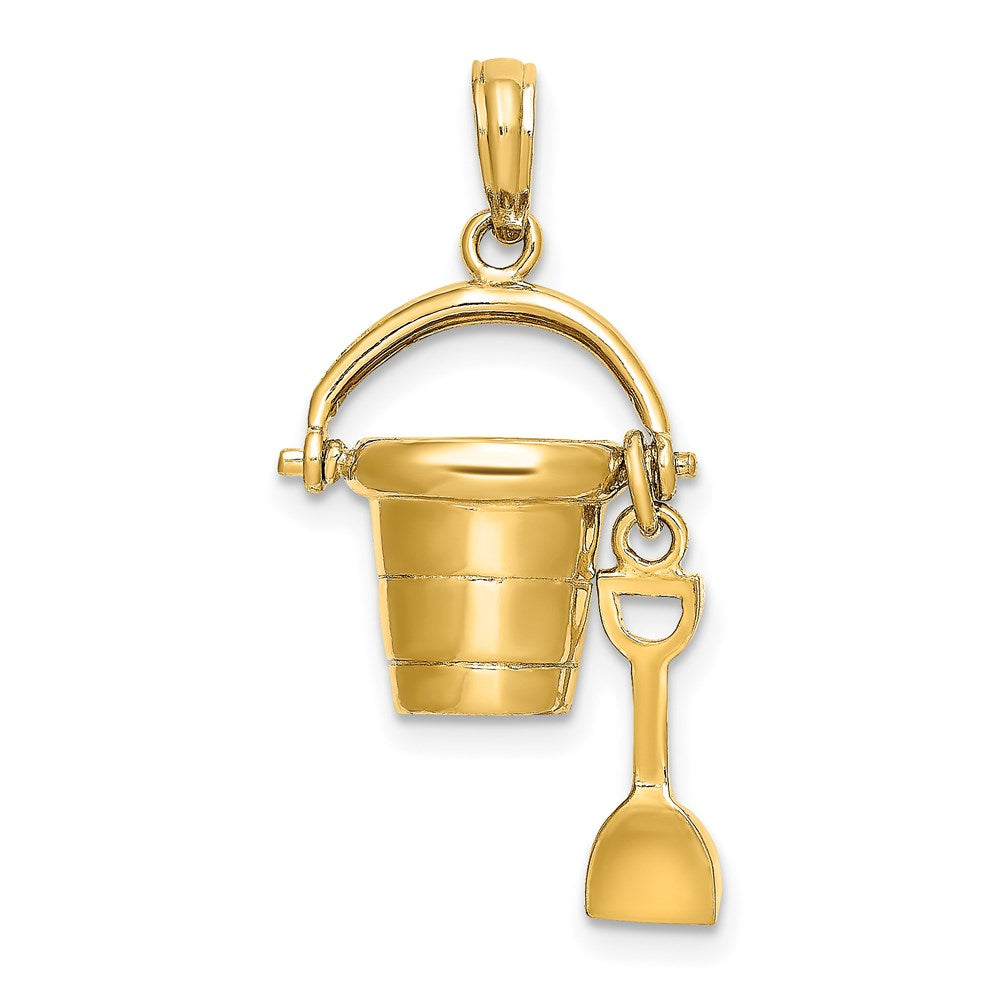 14k Yellow Gold 3D MYRTLE BEACH Bucket and Shovel Charm