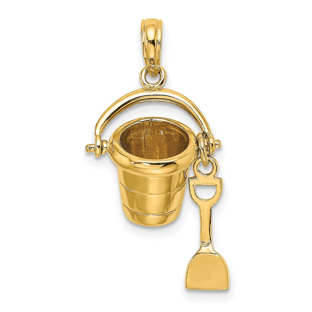 14k Yellow Gold 3D MYRTLE BEACH Bucket and Shovel Charm