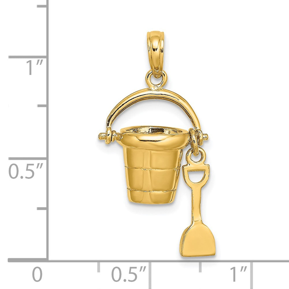 14k Yellow Gold 3D MYRTLE BEACH Bucket and Shovel Charm