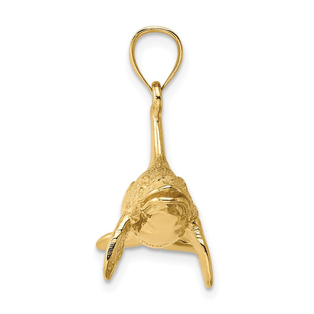 14k Yellow Gold 3-D Textured Killer Whale Charm