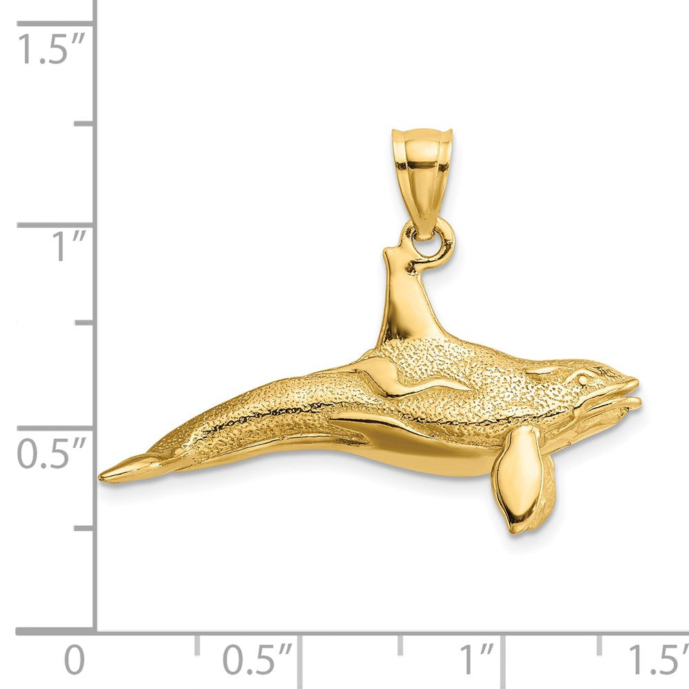 14k Yellow Gold 3-D Textured Killer Whale Charm