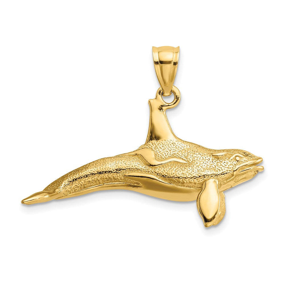 14k Yellow Gold 3-D Textured Killer Whale Charm