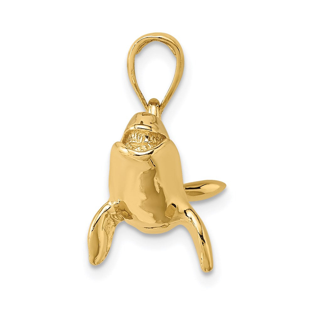 14k Yellow Gold 3-D High Polished Bowhead Whale Charm