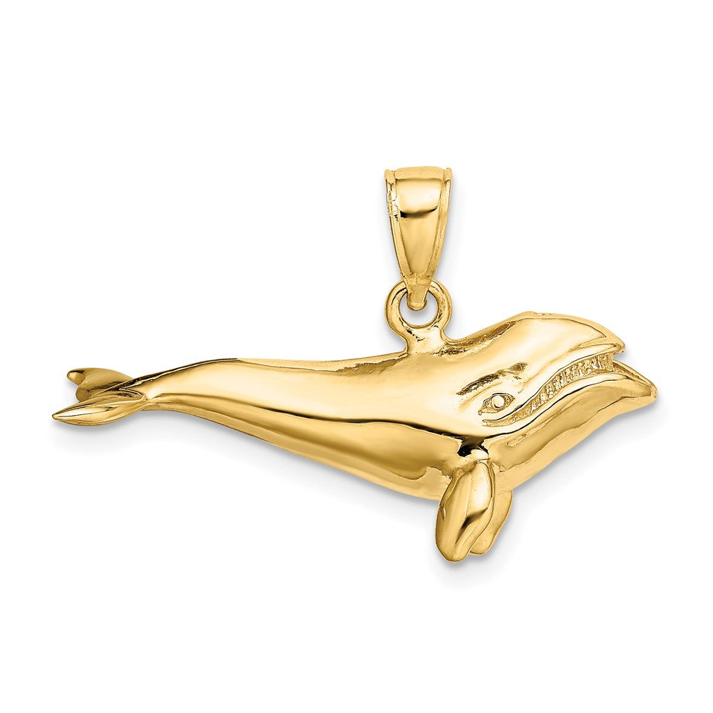 14k Yellow Gold 3-D High Polished Bowhead Whale Charm