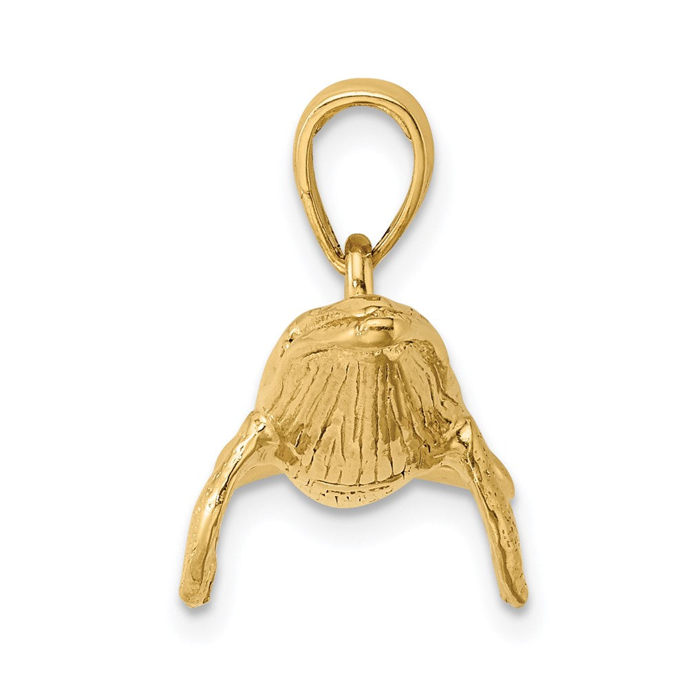 14k Yellow Gold 3-D Textured Underside Humpback Whale Charm