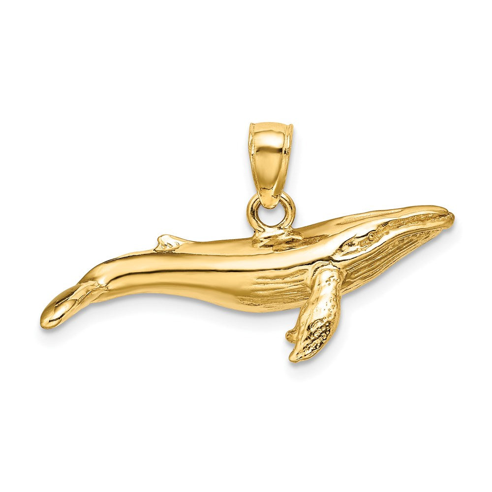 14k Yellow Gold 3-D Textured Underside Humpback Whale Charm