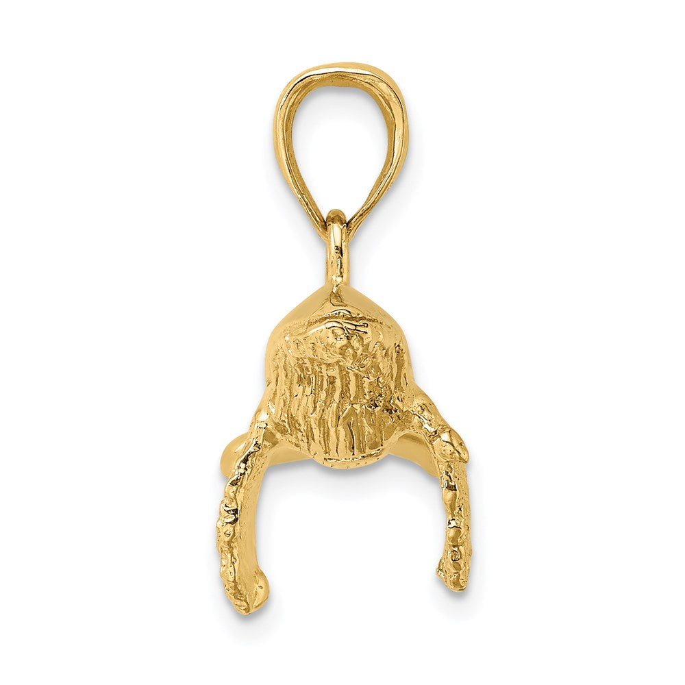 14k Yellow Gold 3-D Textured Underside Humpback Whale Charm