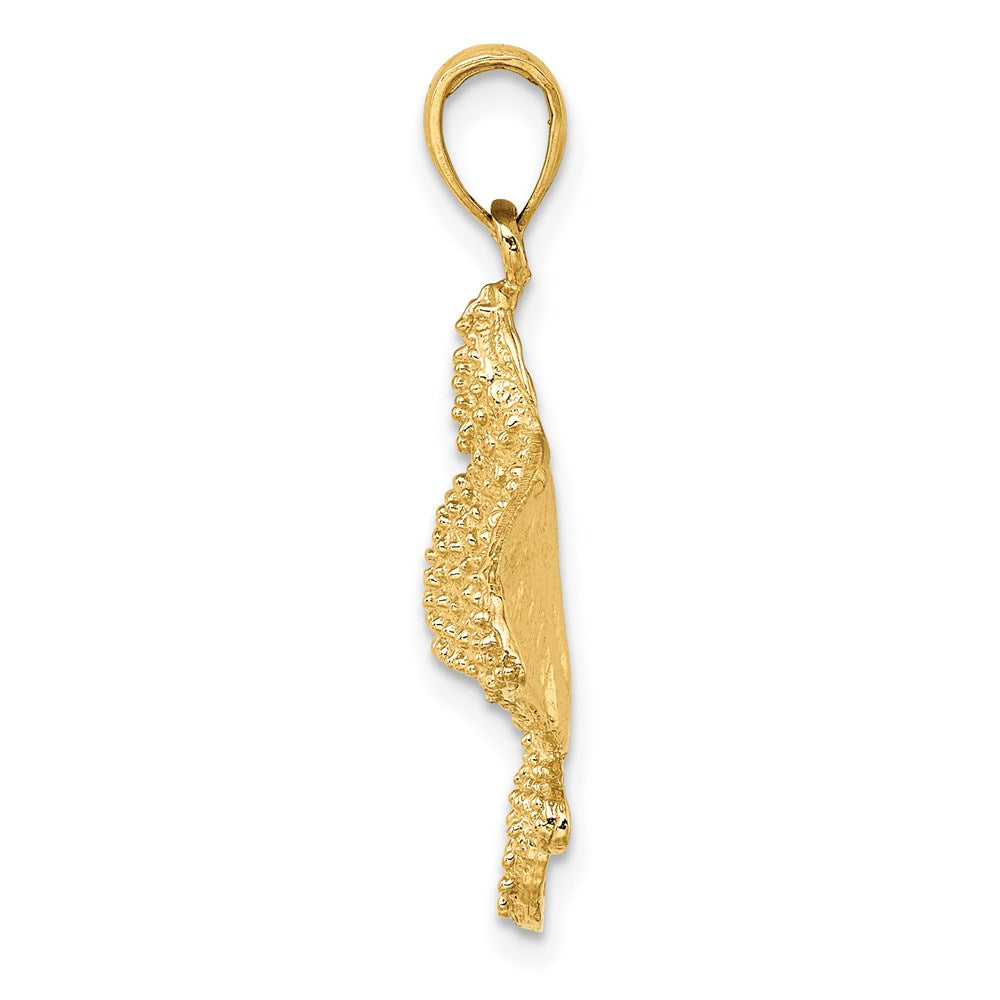 14k Yellow Gold Textured Spotted Eagle Ray Charm