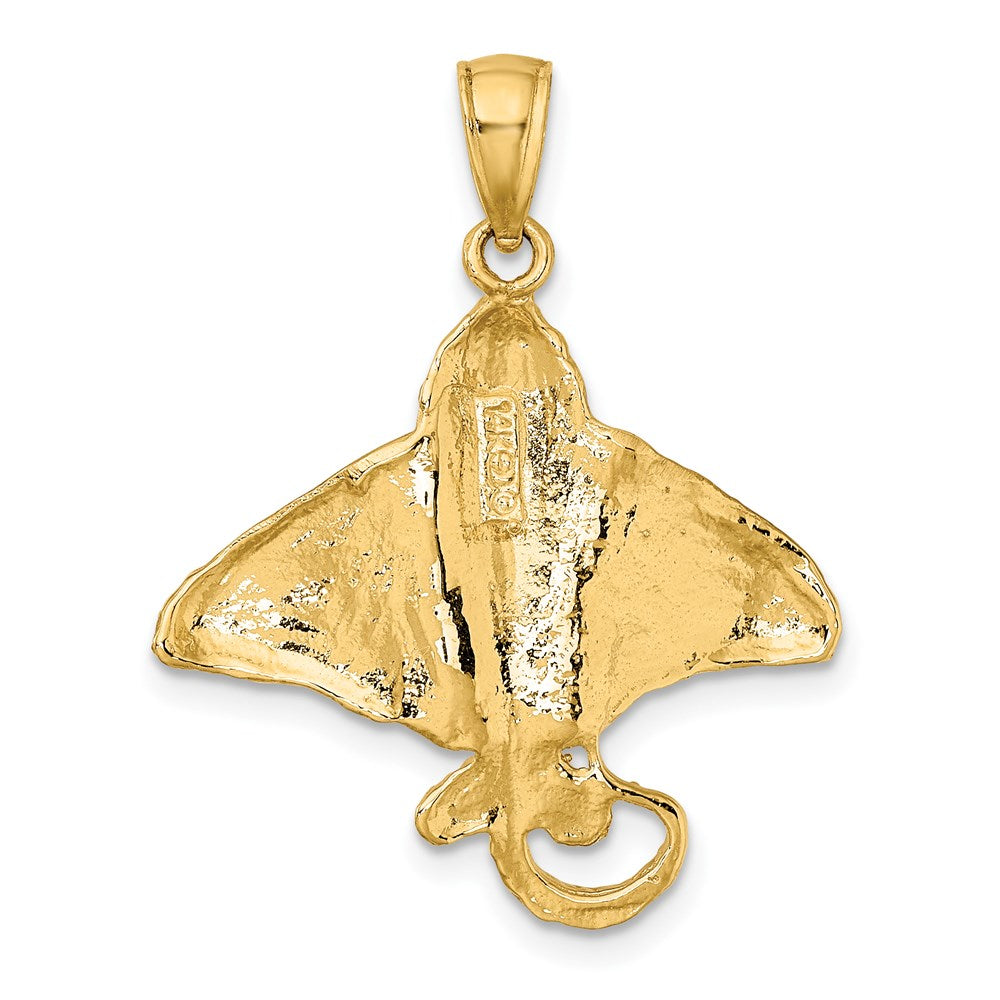 14k Yellow Gold Textured Spotted Eagle Ray Charm