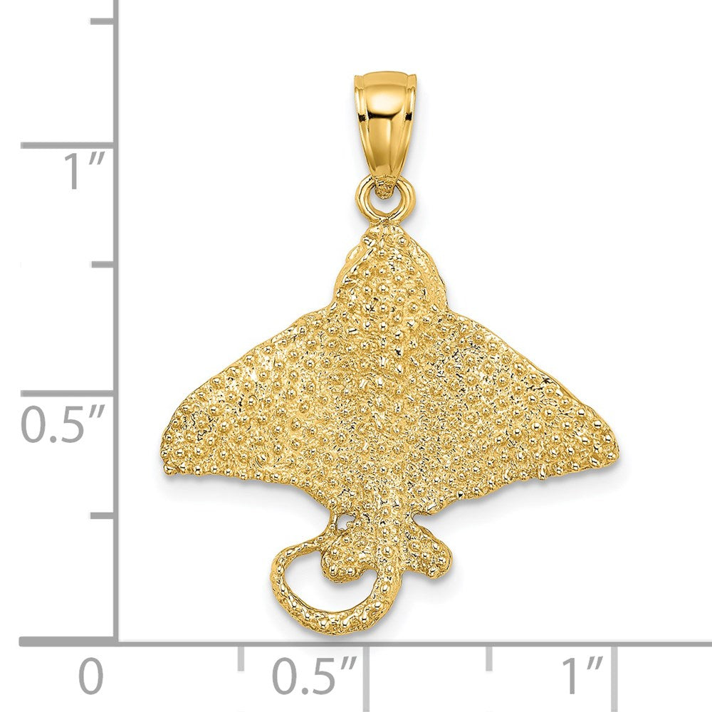 14k Yellow Gold Textured Spotted Eagle Ray Charm