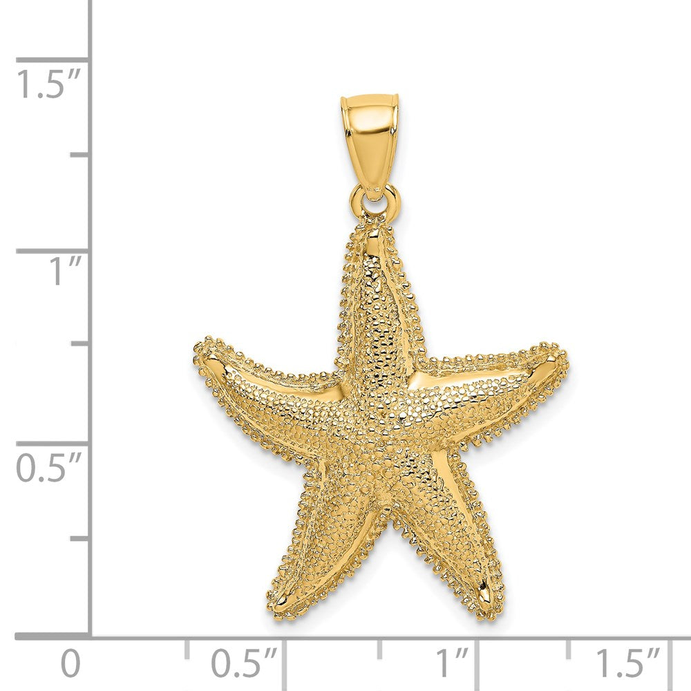 14k Yellow Gold Texutred Starfish Charm