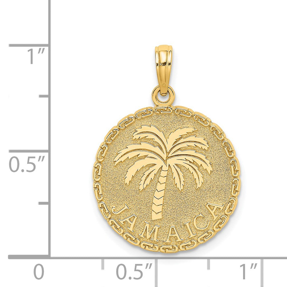 14k Yellow Gold JAMAICA and Palm Tree Disk Charm