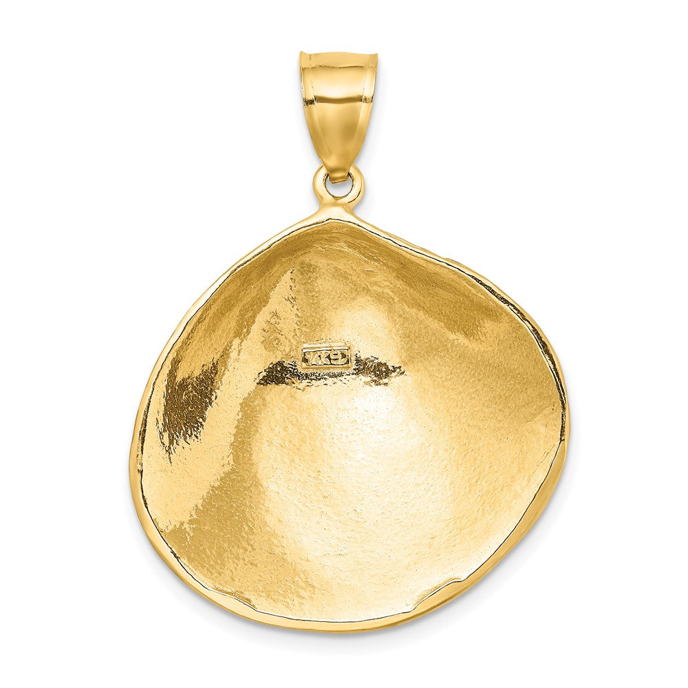 14k Yellow Gold Textured Clam Shell Charm