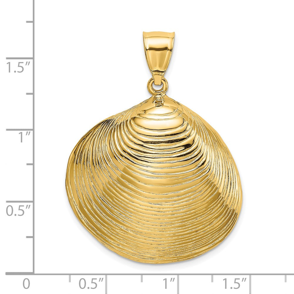 14k Yellow Gold Textured Clam Shell Charm