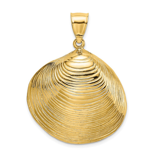 14k Yellow Gold Textured Clam Shell Charm