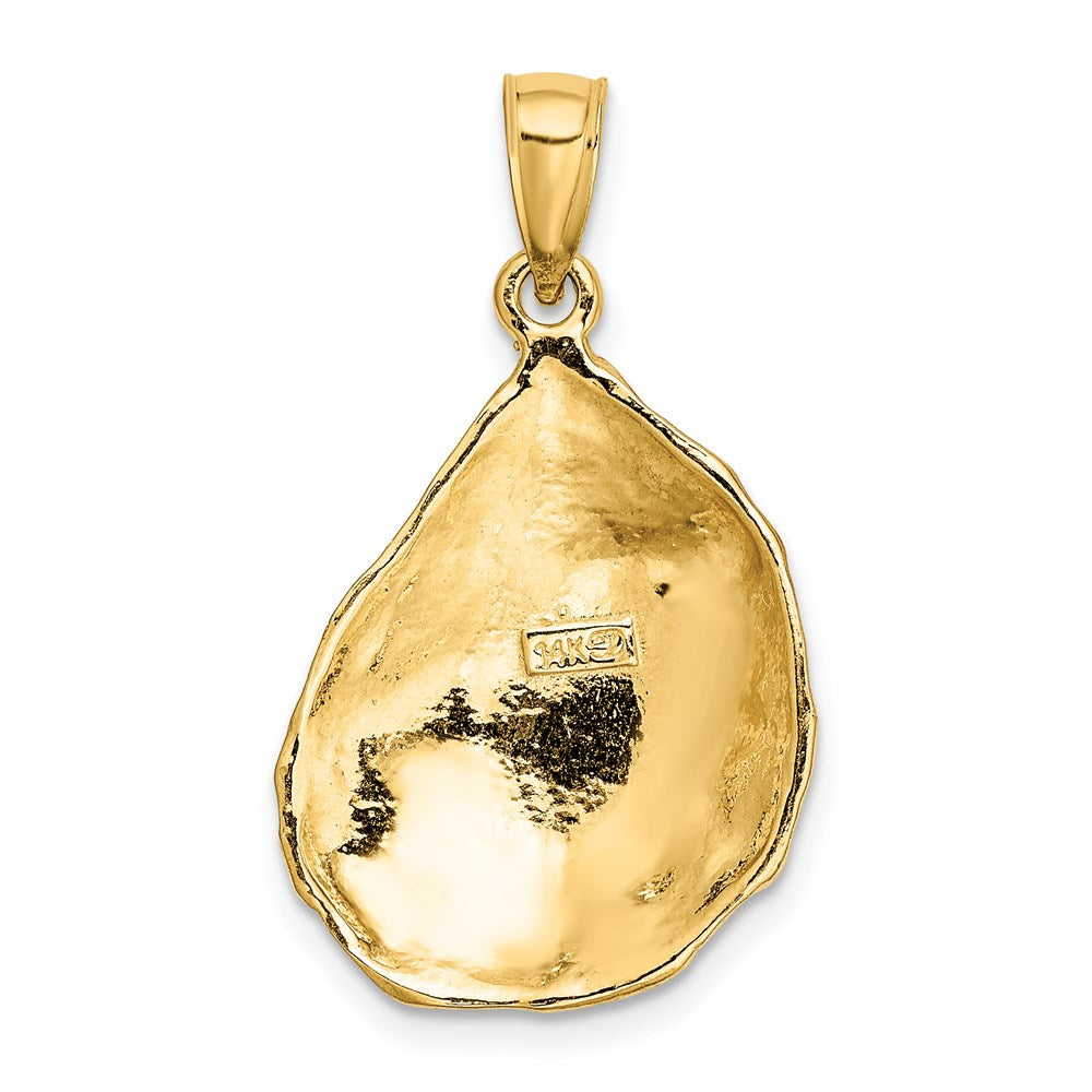 14k Yellow Gold Textured and Polished Oyster Shell Charm